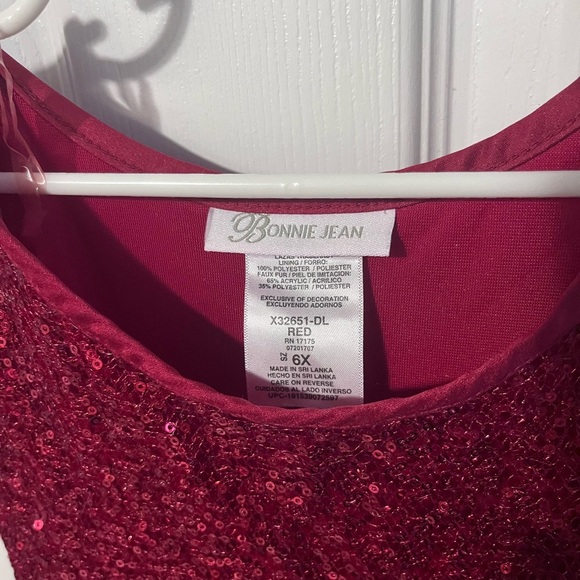 Bonnie Jean 6x red sequins tie back Christmas Holiday Dress - Picture 3 of 4